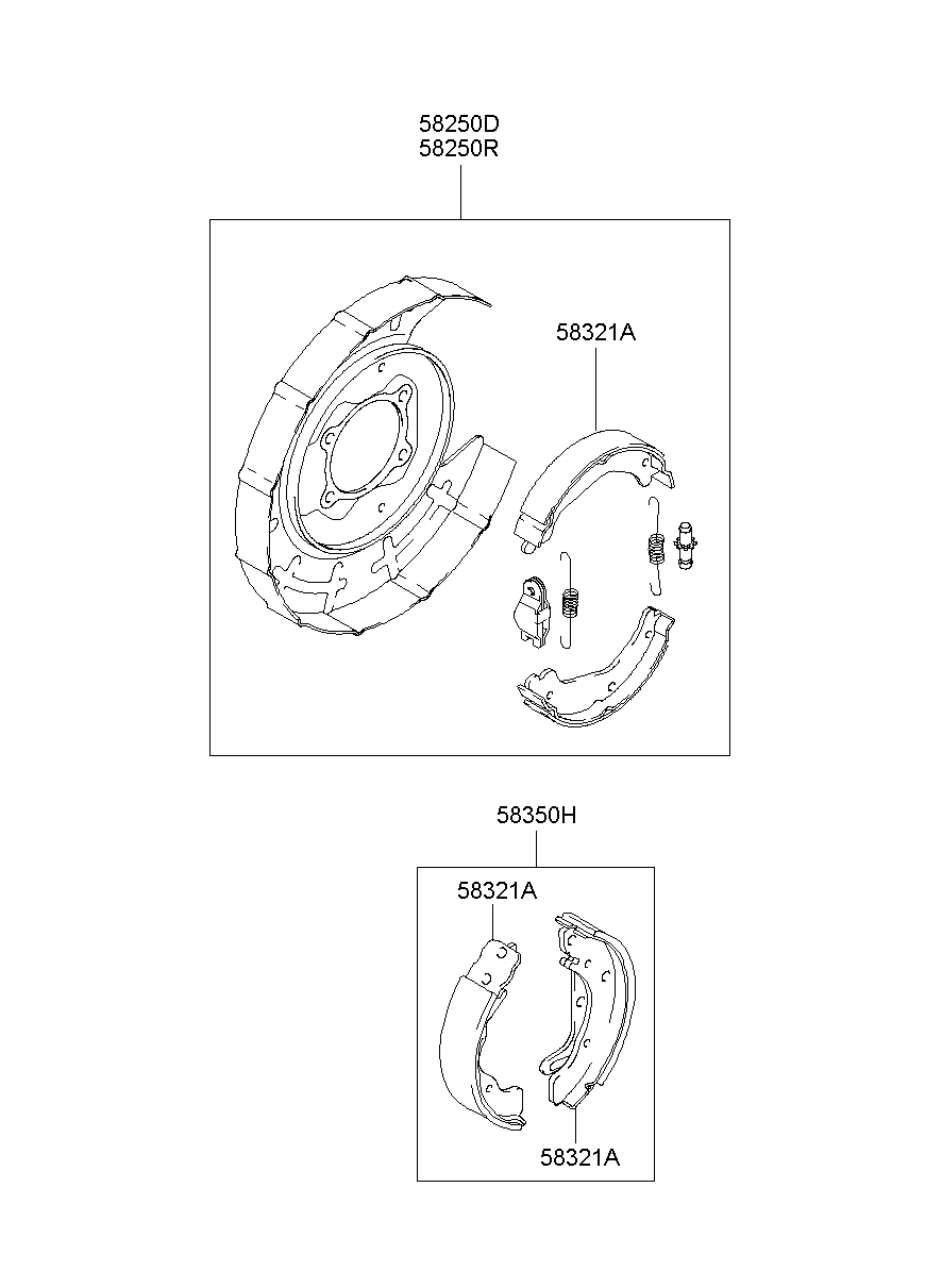 KIA 58350-H1A40 - Комплект спирачна челюст, ръчна спирачка vvparts.bg