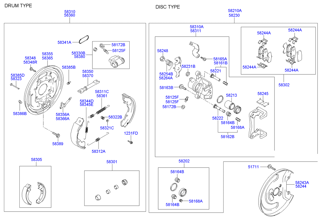 KIA 58303-2DA00 - Ремонтен комплект, спирачен апарат vvparts.bg