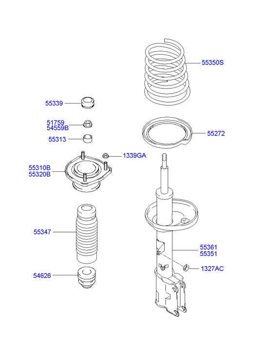 Hyundai 553252D000 - Прахозащитен комплект, амортисьор vvparts.bg