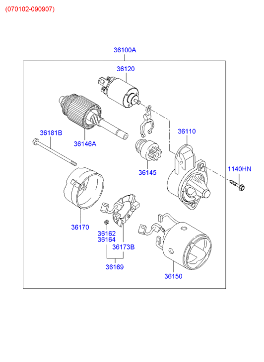 Hyundai 36100-2a100 - Стартер vvparts.bg