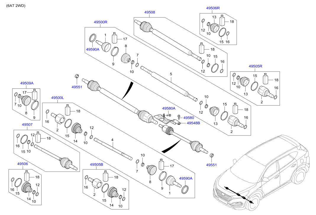 Hyundai 49541-D7050 - Маншон, полуоска vvparts.bg