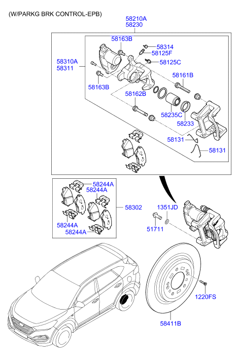 Hyundai 58302-D3A00 - Комплект спирачно феродо, дискови спирачки vvparts.bg