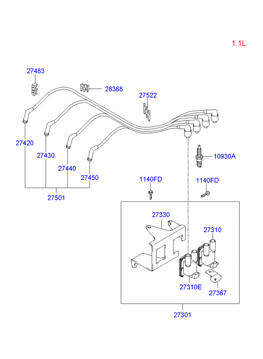 KIA 27501-22B10 - Комплект запалителеи кабели vvparts.bg