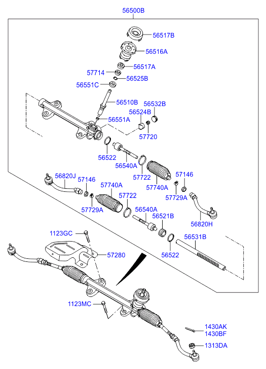 Hyundai 56820-A6000 - Накрайник на напречна кормилна щанга vvparts.bg