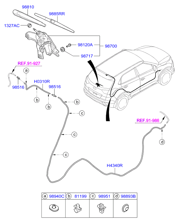 Hyundai 98850 1R000 - Перо на чистачка vvparts.bg