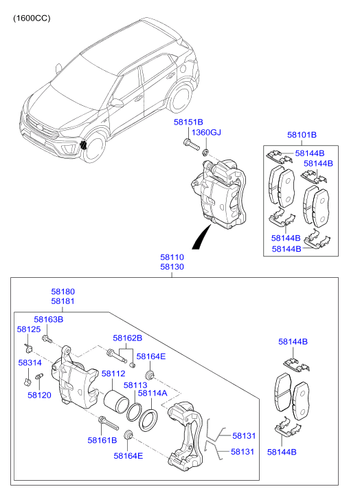 KIA 58101M0A10 - Комплект спирачно феродо, дискови спирачки vvparts.bg