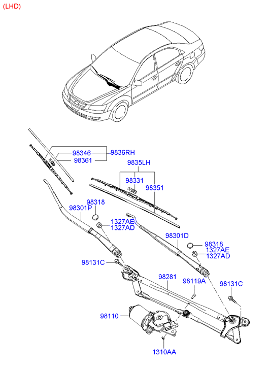 VW 983503K100 - Перо на чистачка vvparts.bg