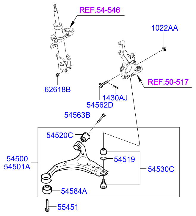 KIA 54550-2P000 - Тампон, носач vvparts.bg