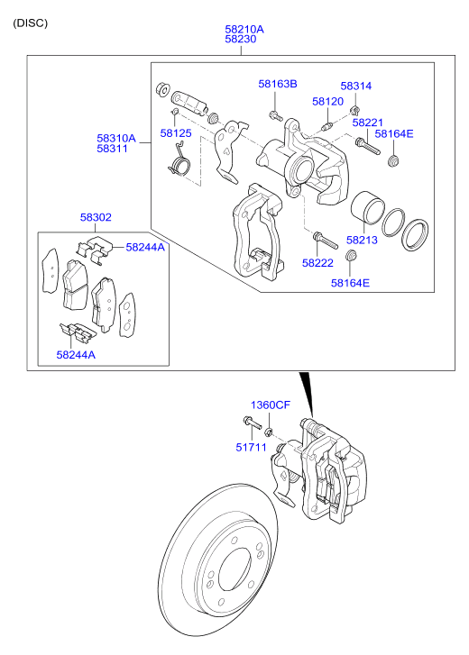 KIA 58302 A6A31 - Комплект спирачно феродо, дискови спирачки vvparts.bg