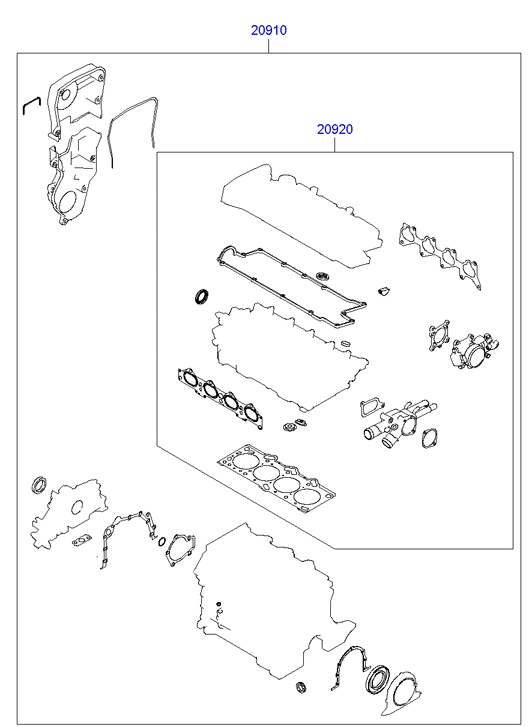 KIA 20920-23C00 - Комплект гарнитури, цилиндрова глава vvparts.bg