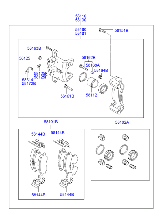 Hyundai 58101 29B10 - Комплект спирачно феродо, дискови спирачки vvparts.bg