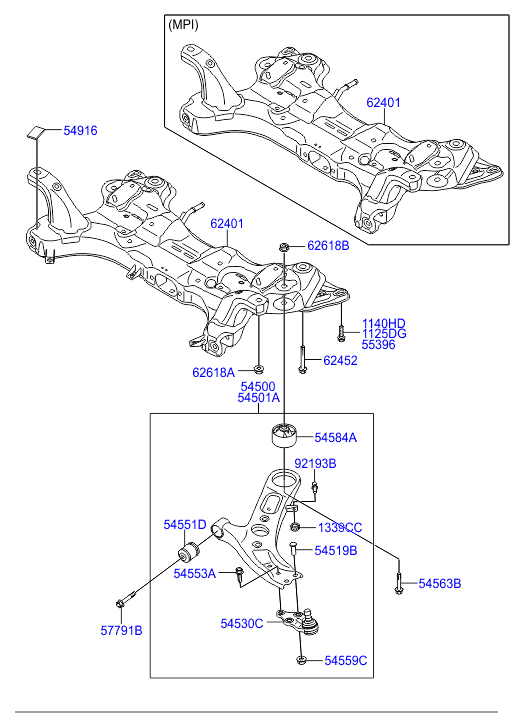 Hyundai 54500-A6200 - Носач, окачване на колелата vvparts.bg