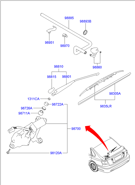 Hyundai 9836037000 - Перо на чистачка vvparts.bg