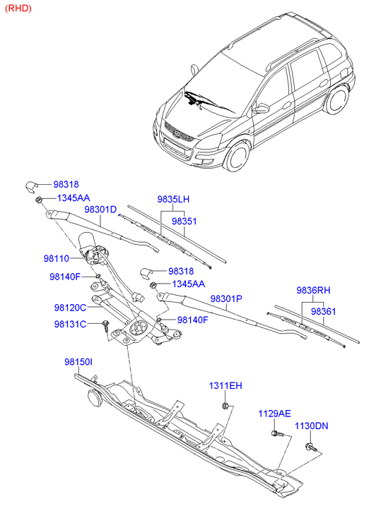 Hyundai 9835017000 - Перо на чистачка vvparts.bg