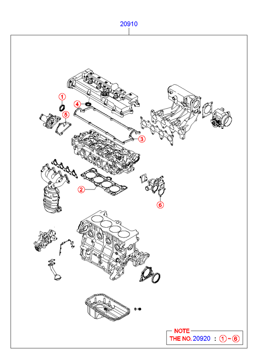 KIA 20920-26F10 - Комплект гарнитури, цилиндрова глава vvparts.bg