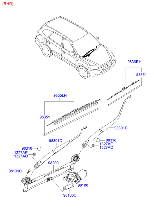 Hyundai 983512B000 - Перо на чистачка vvparts.bg