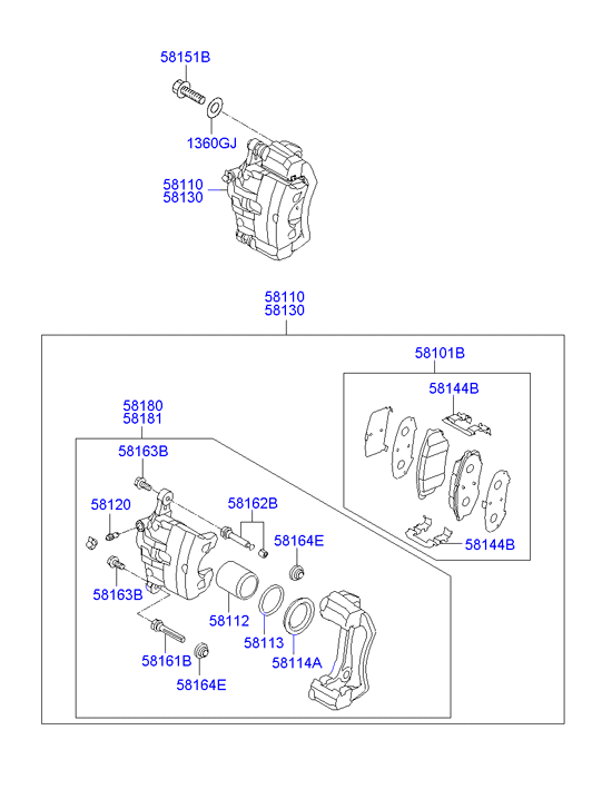 KIA 581012YA00 - Комплект спирачно феродо, дискови спирачки vvparts.bg