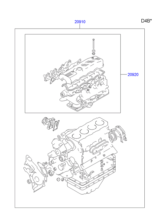 Hyundai 20920-42B11 - Комплект гарнитури, цилиндрова глава vvparts.bg