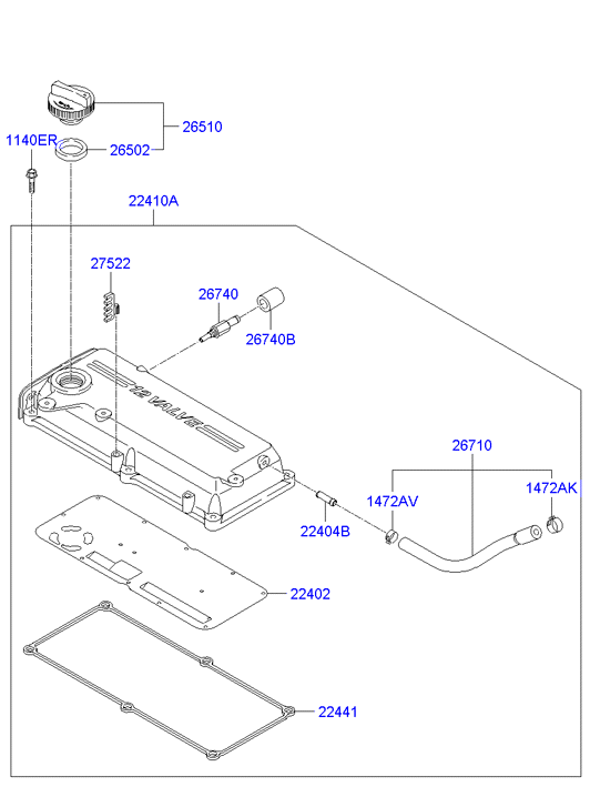 Hyundai 22441-02400 - Гарнитура, капак на цилиндрова глава vvparts.bg