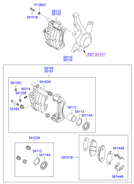 KIA 581010XA01 - Комплект спирачно феродо, дискови спирачки vvparts.bg