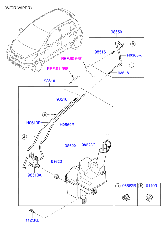 Hyundai 985100X100 - Водна помпа за миещо устр., почистване на стъклата vvparts.bg