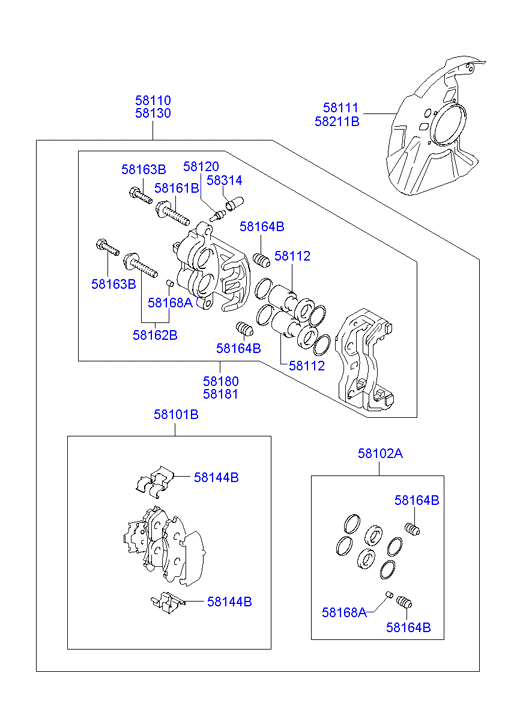 Hyundai 58101-47A00 - Комплект спирачно феродо, дискови спирачки vvparts.bg