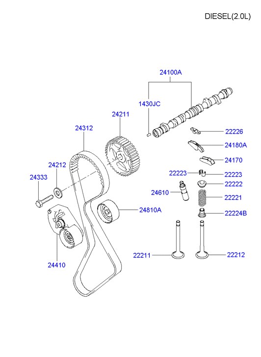 KIA 24410-23-500 - Обтяжна ролка, ангренаж vvparts.bg