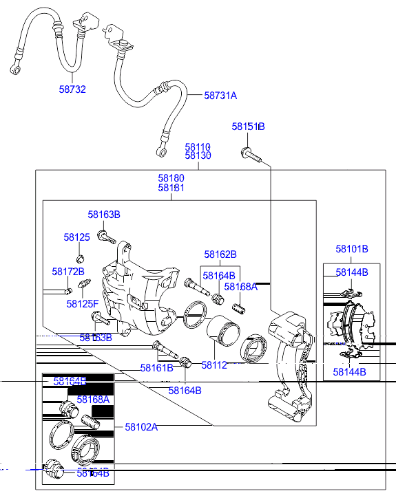 Hyundai 58102-2EA10 - Ремонтен комплект, спирачен апарат vvparts.bg