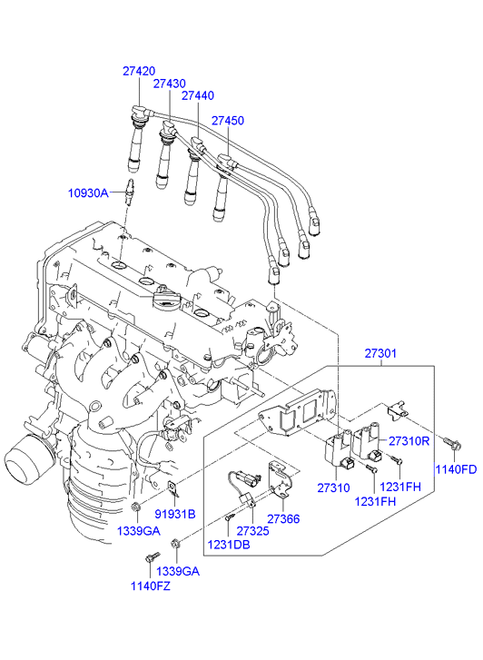 KIA 27440-26700 - Комплект запалителеи кабели vvparts.bg