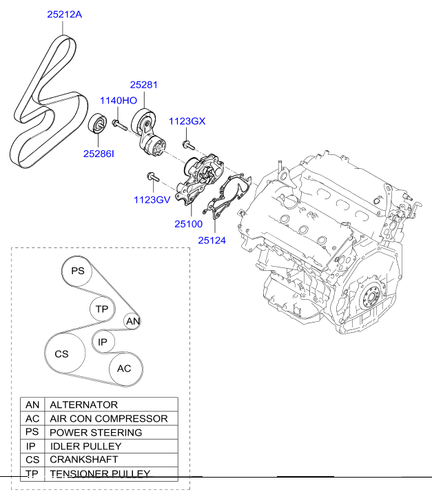 Hyundai 25212-3E000 - Пистов ремък vvparts.bg