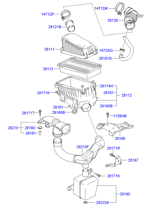 Hyundai 28113-1C000 - Въздушен филтър vvparts.bg