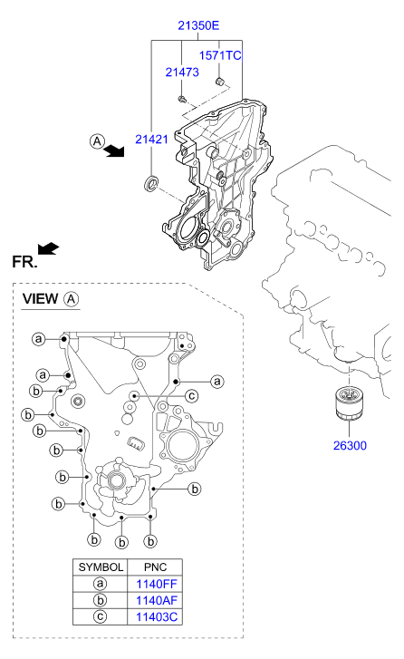 Hyundai 21421-2B000 - Семеринг, колянов вал vvparts.bg