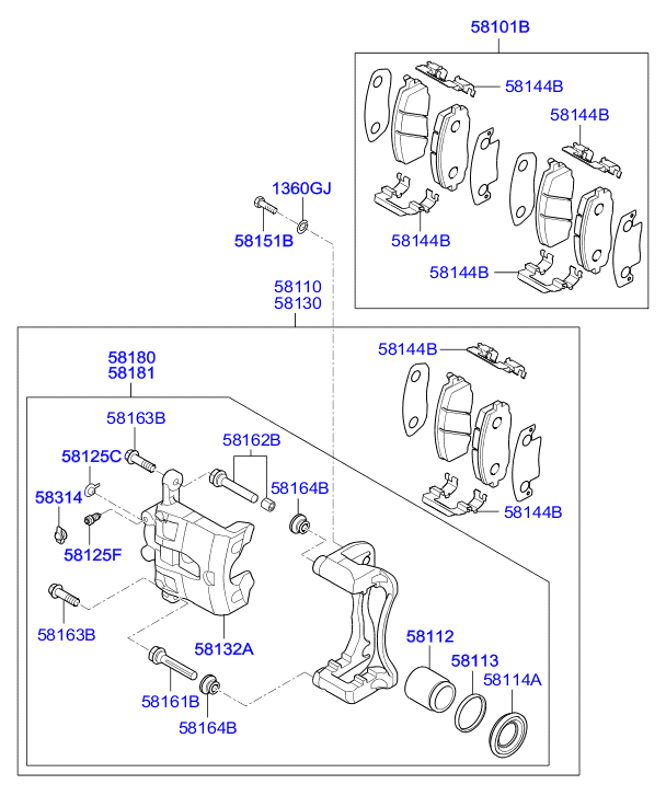 Hyundai 581104L000 - Спирачен апарат vvparts.bg