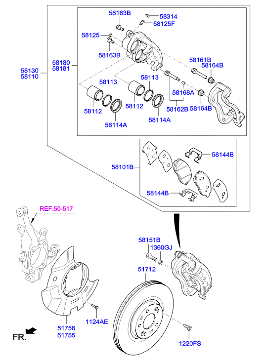 KIA 58112 2P000 - Бутало, спирачен апарат vvparts.bg