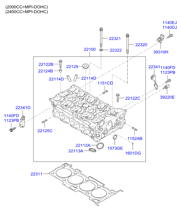 Hyundai 22311-25211 - Гарнитура, цилиндрова глава vvparts.bg