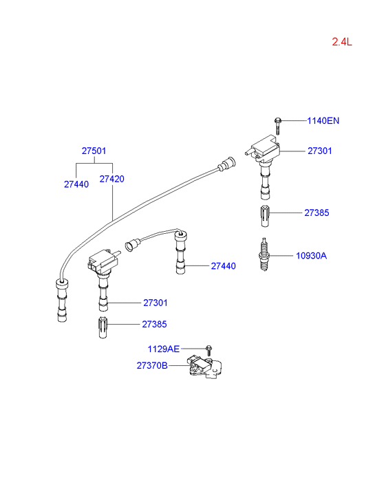 KIA 27440-38020 - Комплект запалителеи кабели vvparts.bg