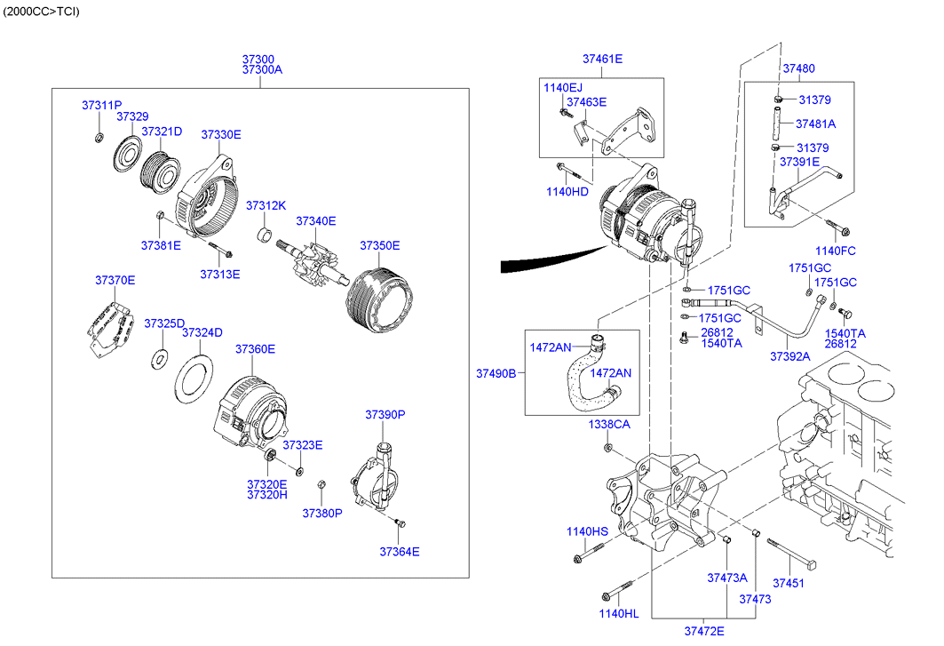 KIA 37300-38700 - Генератор vvparts.bg