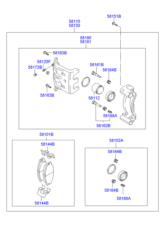 KIA 58130-26020 - Комплект водещи втулки, спирачен апарат vvparts.bg