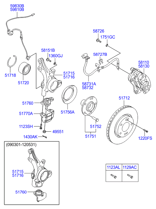 Hyundai 51755-1H000 - Комплект колесен лагер vvparts.bg