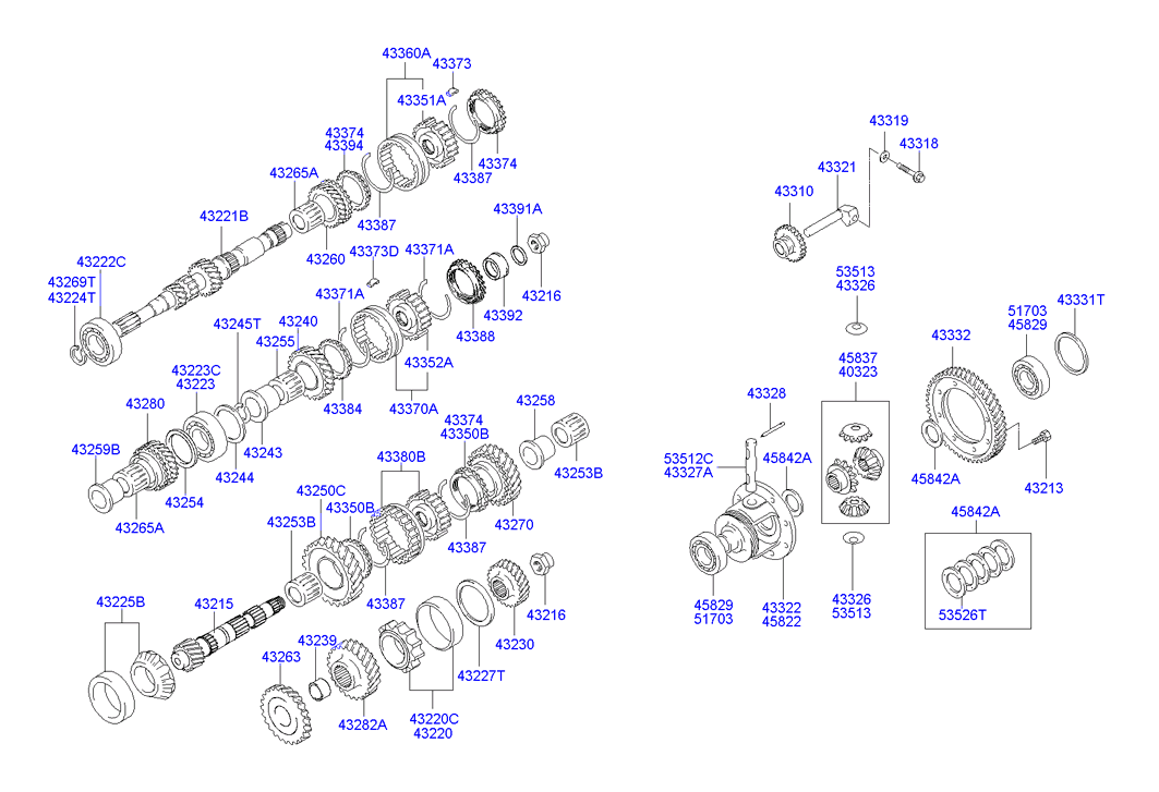 Hyundai 43223-28530 - Ремонтен к-кт, ръчна скоростна кутия vvparts.bg