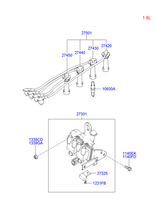 Hyundai 27420-23510 - Комплект запалителеи кабели vvparts.bg