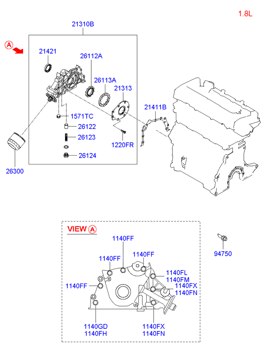 Hyundai 21421-23000 - Семеринг, колянов вал vvparts.bg