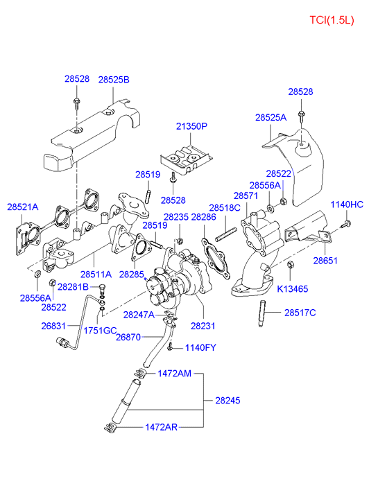 KIA 28521-23004 - Уплътнение, изпускателен колектор vvparts.bg