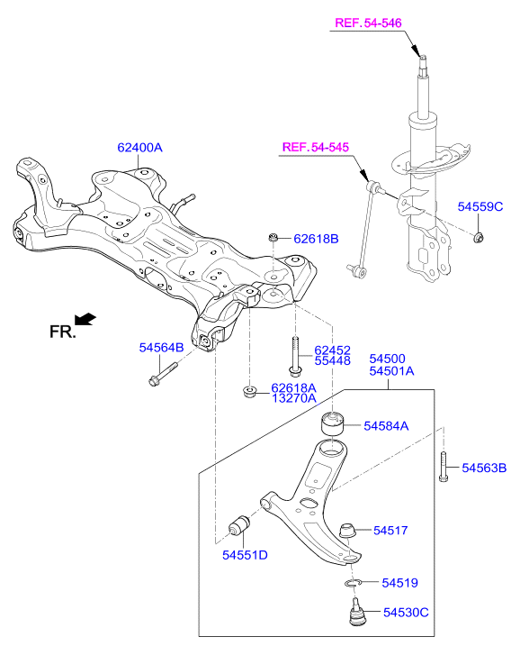 Hyundai 54500 4L000 - Носач, окачване на колелата vvparts.bg