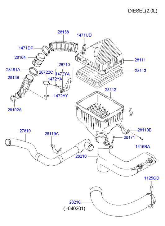 Hyundai 28164-27000 - Въздухомер-измерител на масата на въздуха vvparts.bg