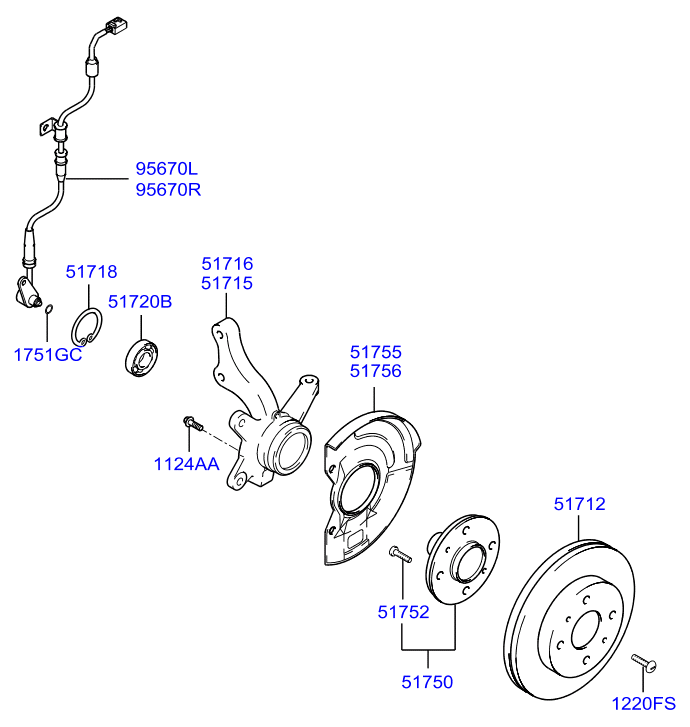 Hyundai 51750-3A003 - Комплект колесен лагер vvparts.bg