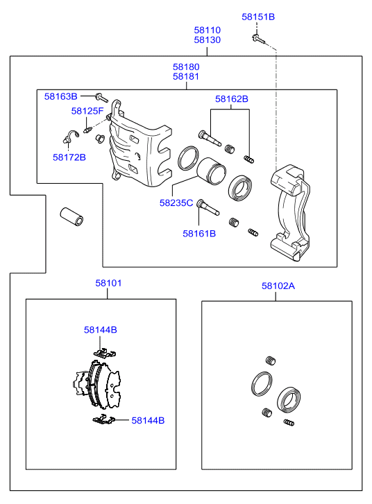 Hyundai 581903AA10 - Спирачен апарат vvparts.bg