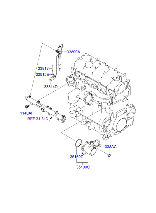 Hyundai 33800 27010 - Комплект дюза с държач vvparts.bg