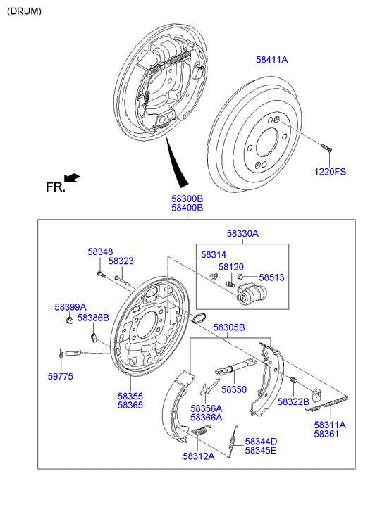 KIA 583053XA00 - Комплект спирачна челюст vvparts.bg