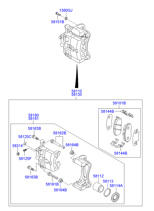 Buessing 58101-1RA00 - Комплект спирачно феродо, дискови спирачки vvparts.bg